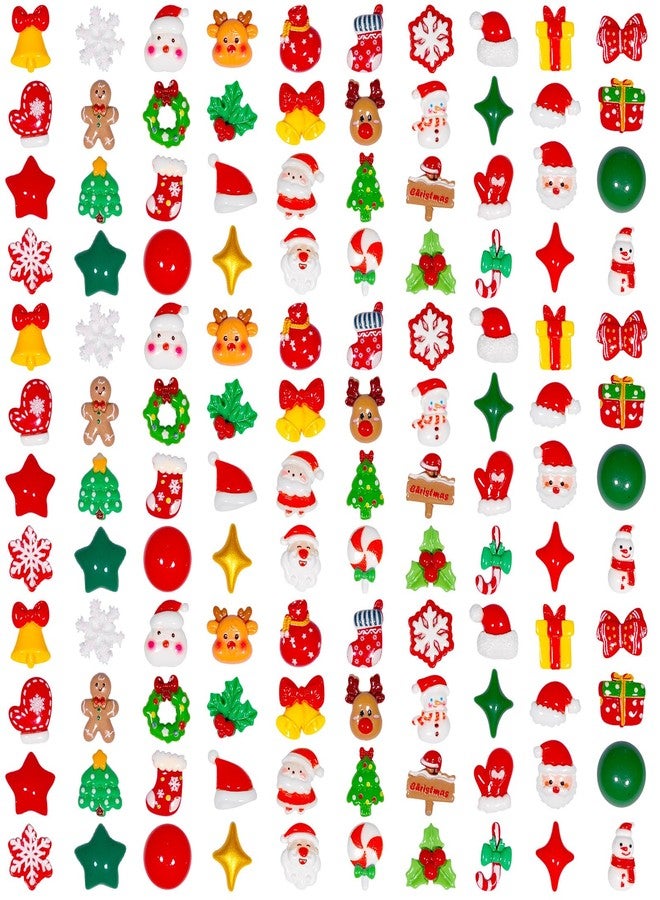 Bbiamsleep 120 Pcs Christmas Resin Flatback Charms Assorted Craft Christmas Resin Ornaments Miniature Ornaments Set for Holiday DIY Craft Supplies Xmas Decorations - Image 1